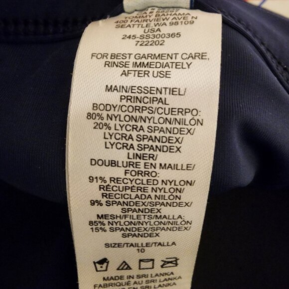 Tommy Bahama Pearl Shirred Bandeau One-Piece Swimsuit Navy Size 10 - Picture 7 of 10